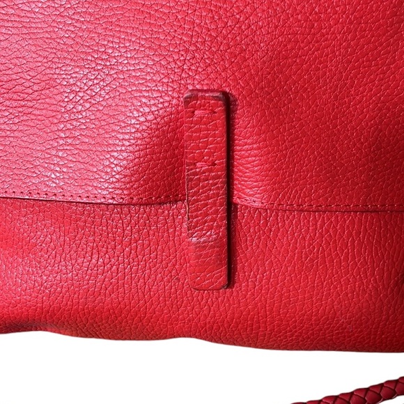 Falor Le Borse Italian Red Pebbled Leather Envelope Shoulder Bag Hobo Satchel - Picture 14 of 16